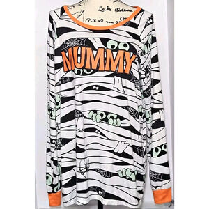 New 2X (18W-20W) Women's "Mummy"‎ Halloween Pajama Top Glow in the Dark